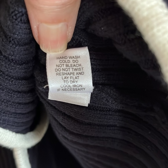 Navy blue with white trim. JohnPaulRichard cardigan. - Picture 5 of 5